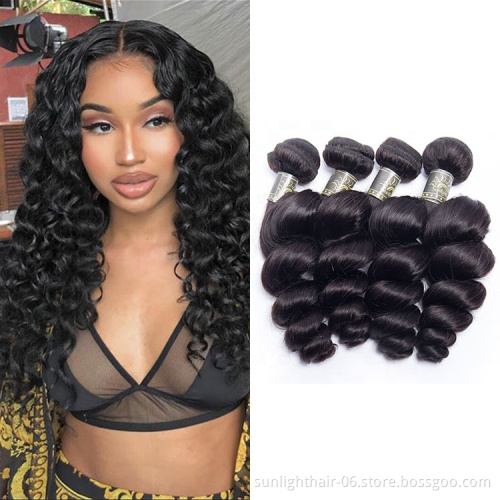 Brazilian Loose Wave Hair Bundles 100%  Natural Black 3/4 Pieces Hair Weave Sunlight Human Hair Non Remy